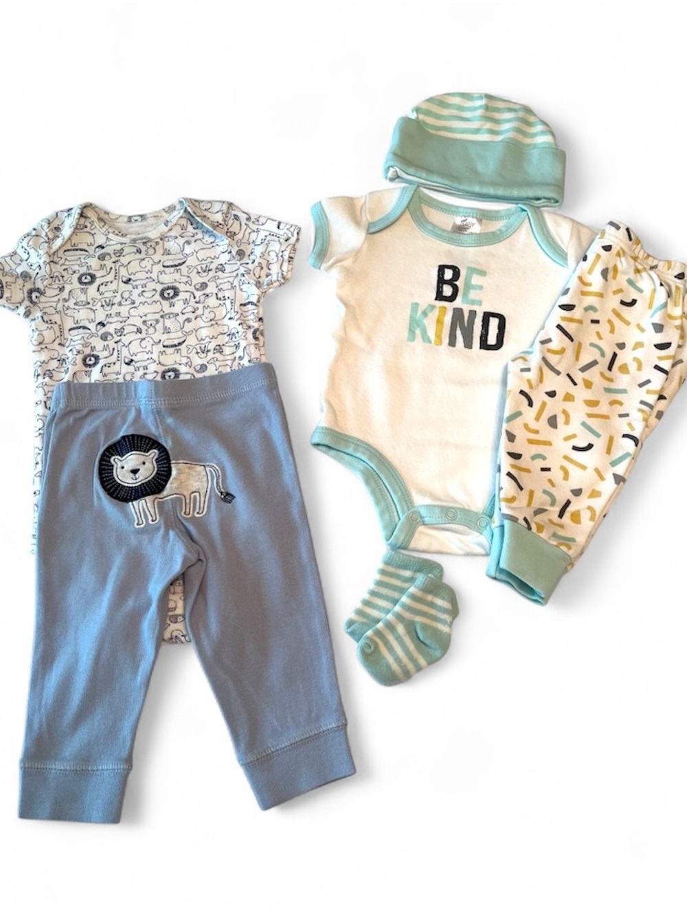 Baby 0-6M & 6M Matching Sets Bundle Baby Essentials 4 Piece & Carters 2 Piece